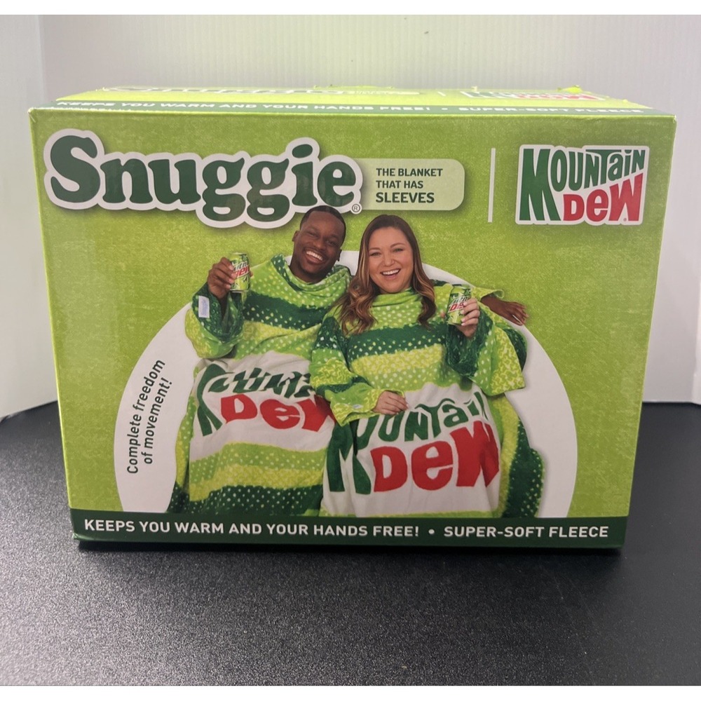Retro Mountain Dew Snuggie Super-Soft Fleece Blanket With Sleeves 71"x54" - NEW